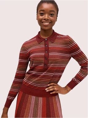 kate spade Metallic Stripe Polo Sweater